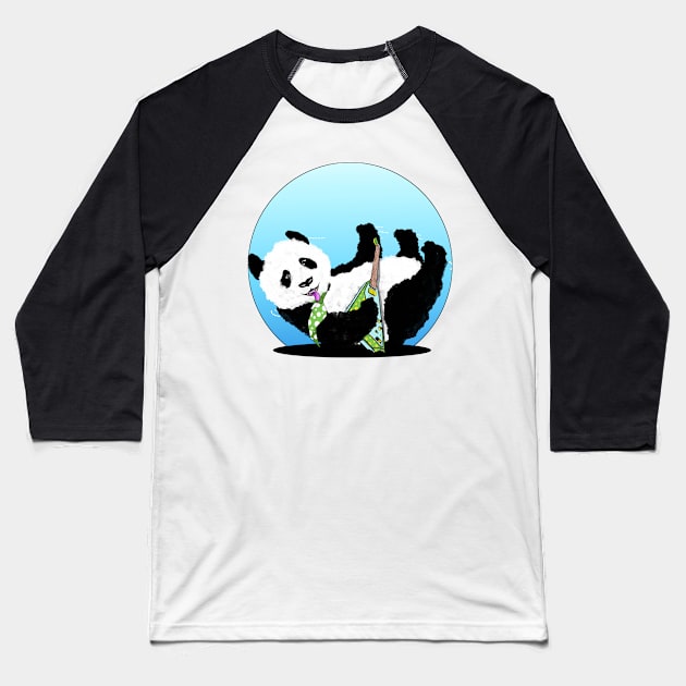 Panda Playing Electric Guitar Baseball T-Shirt by mailboxdisco